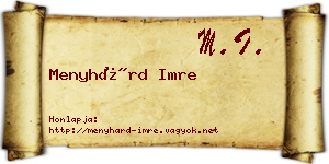 Menyhárd Imre névjegykártya