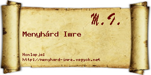 Menyhárd Imre névjegykártya